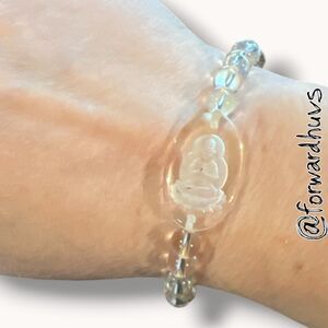 Natural Quartz Buddha Stretch Bracelet Carved Crystal Meditation Healing